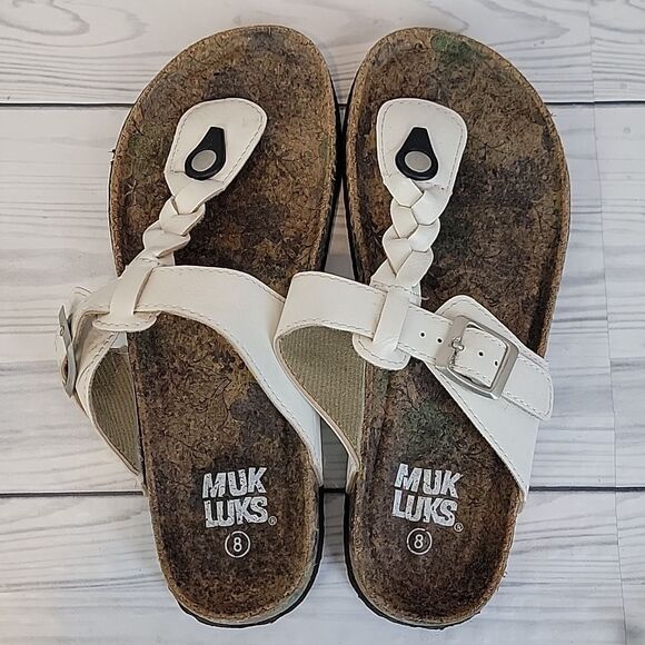 Muk Luks Marsha Sandals In White Womens Size 8 - Picture 4 of 7